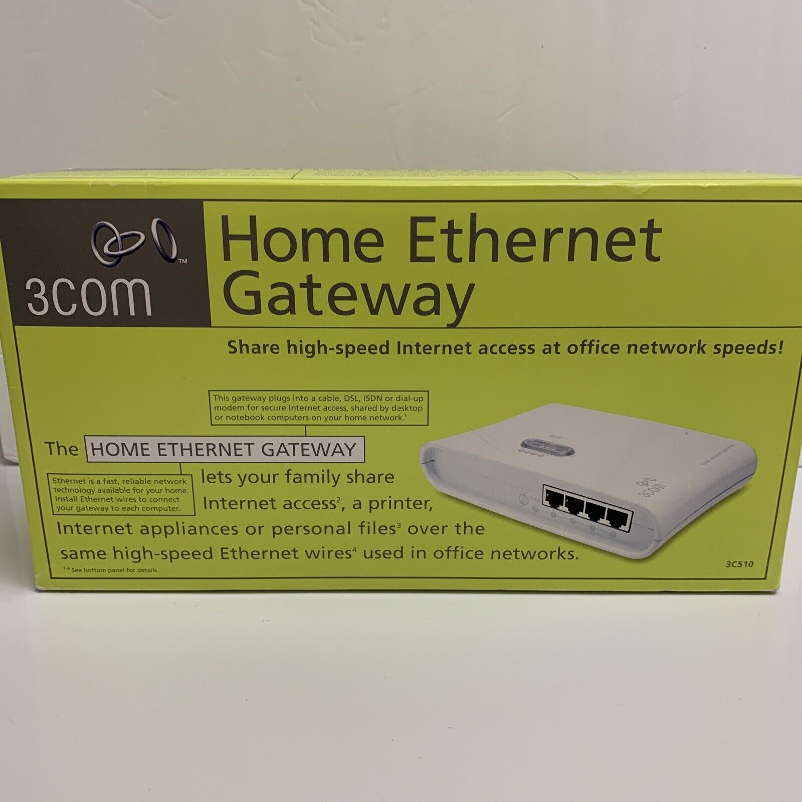 3com 3c510 4-port Home Ethernet Gateway Wired Router New