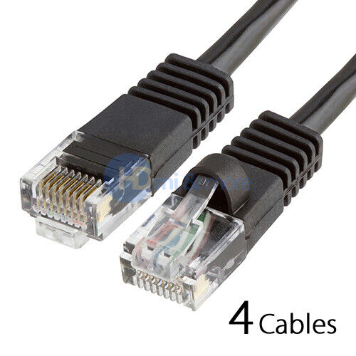 4x 150FT CAT5e Cable Ethernet Lan Network CAT5 RJ45 Patch Cord Internet Black