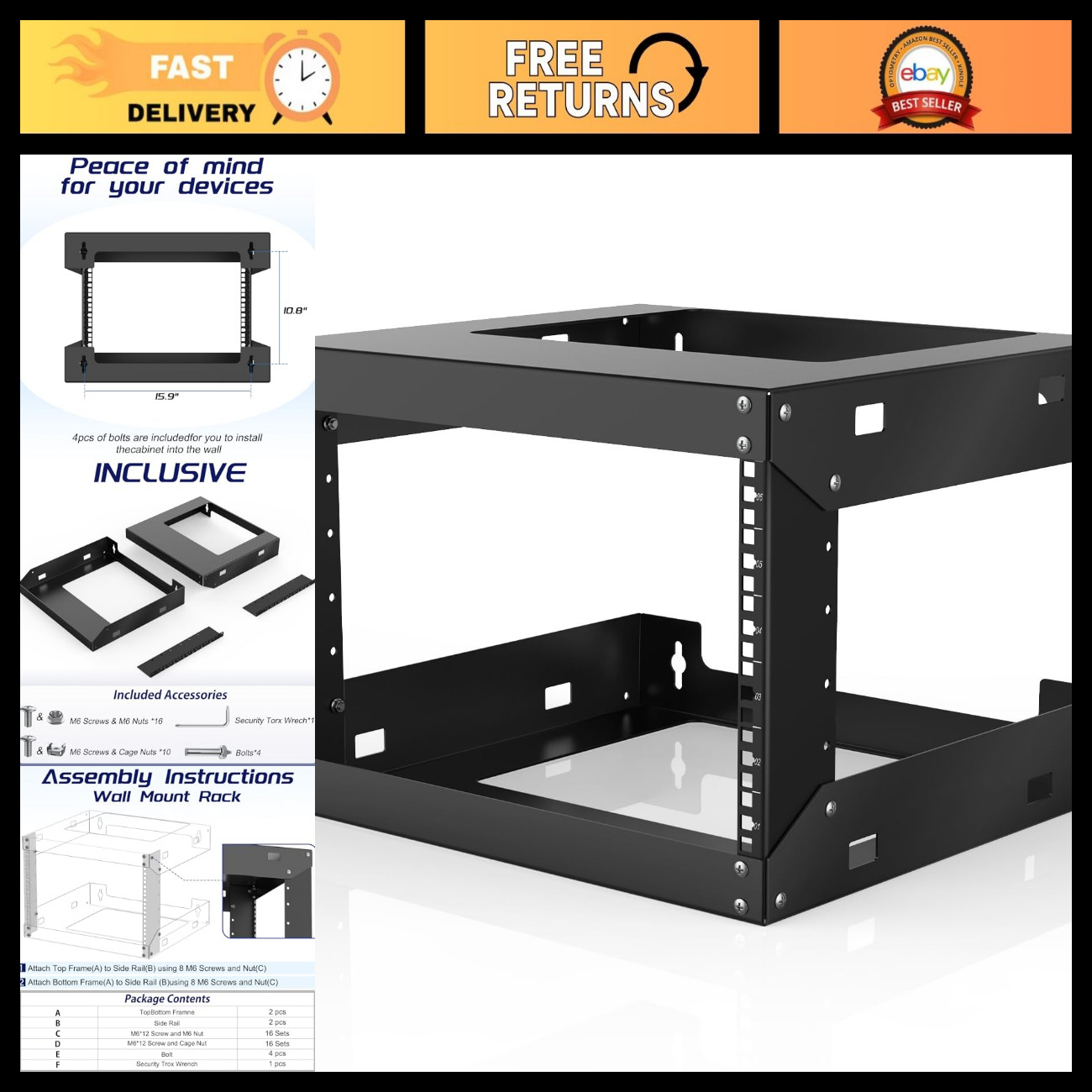 6U Wall Mount Open Frame 19\