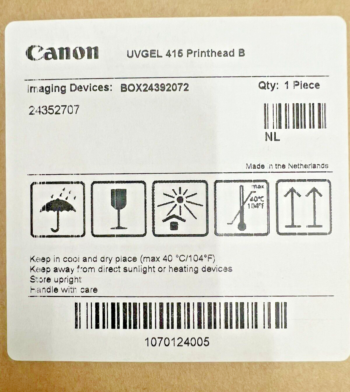 NEW SEALED GENUINE Canon UVGEL 415 Printhead B Imaging Device 1070124005