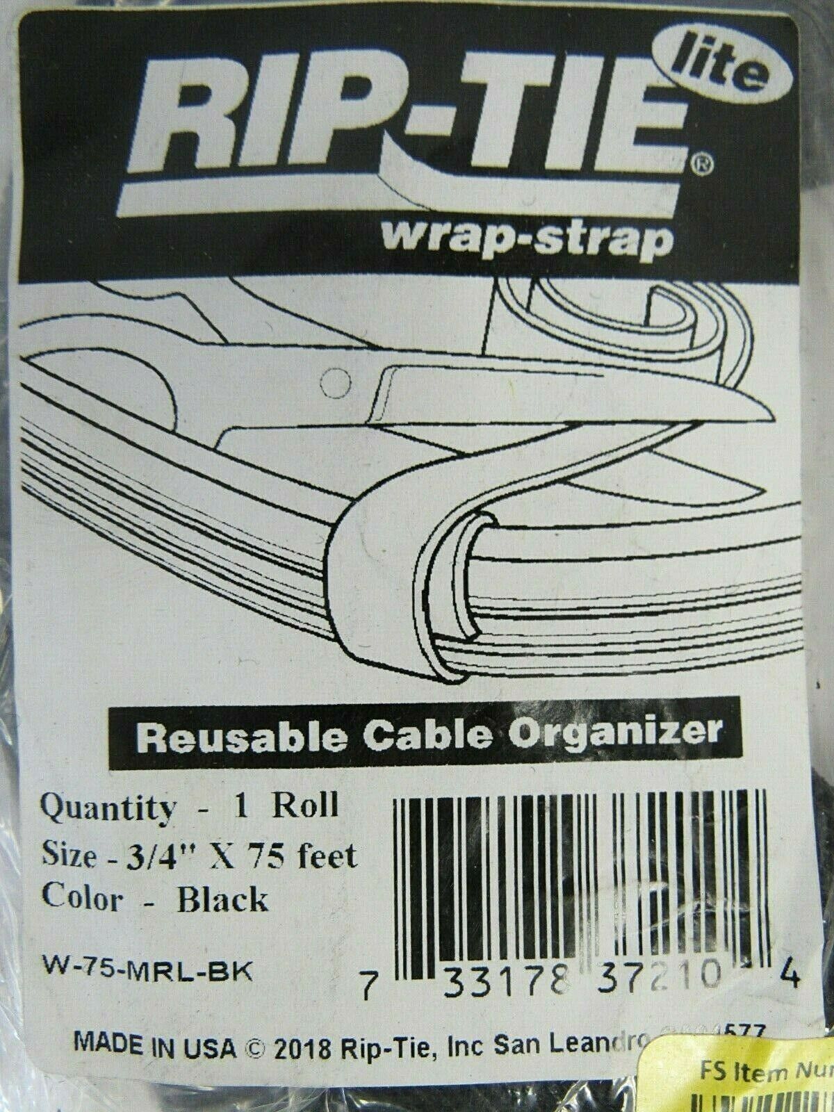 Rip-Tie Lite Wrap Strap W-75-MRL-BK 3/4\