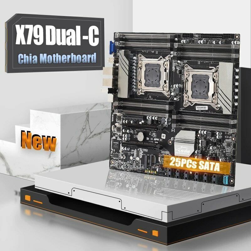 NEW X79 DUAL-C Mining Server Motherboard 8-Channels LGA2011 DDR3 RAM PCIE16X 3.0