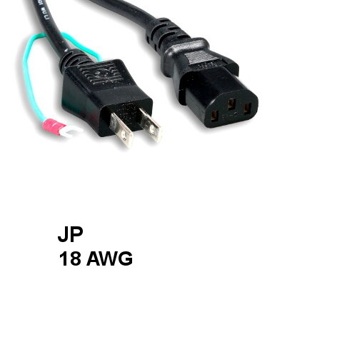 Kentek 6\' ft 18 AWG Japan Power Cord IEC-60320 C13 to JP JIS 8303 w/ Ground PSE
