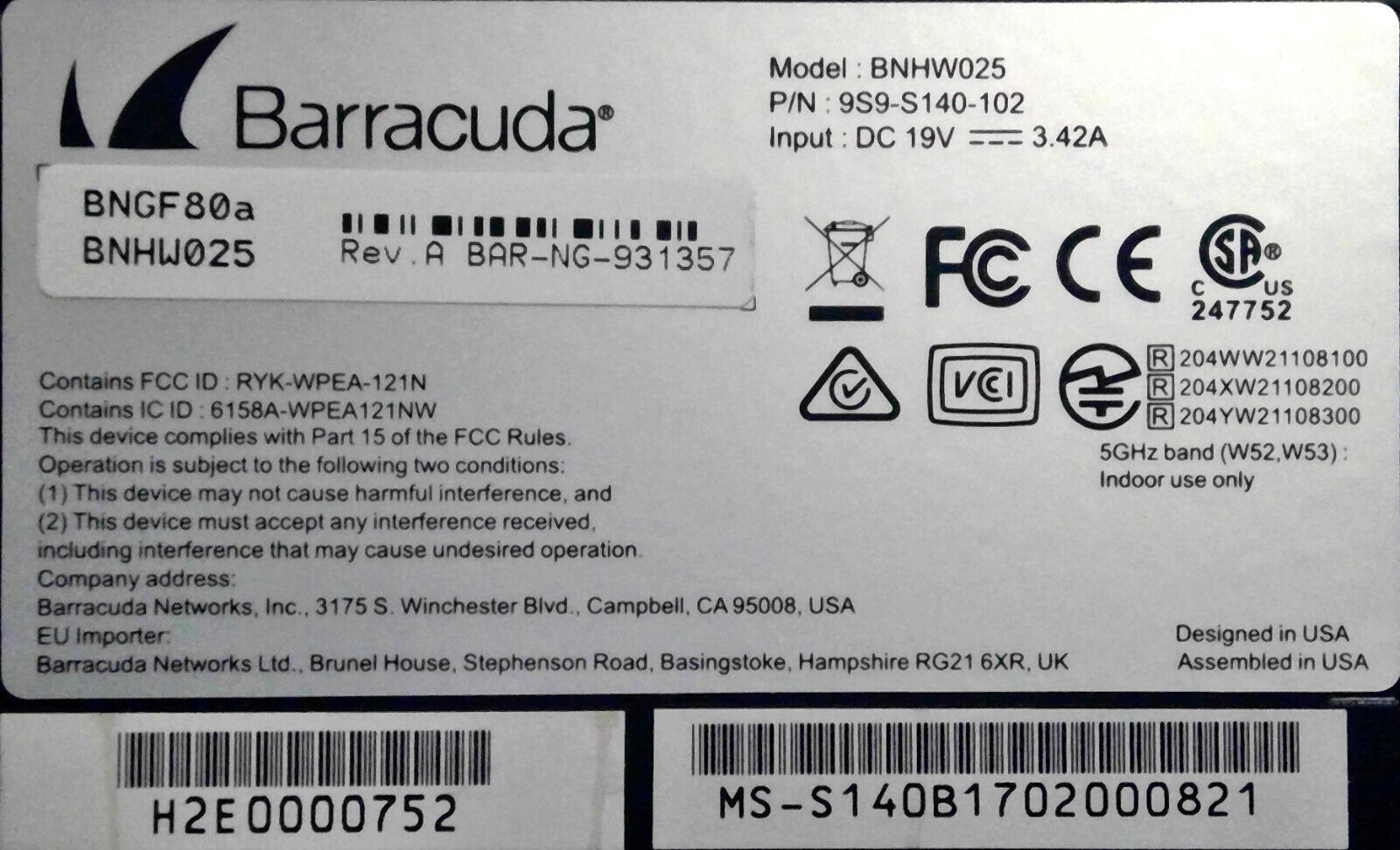 Barracuda NextGen Firewall Router F80 series -**Antennas Included**-