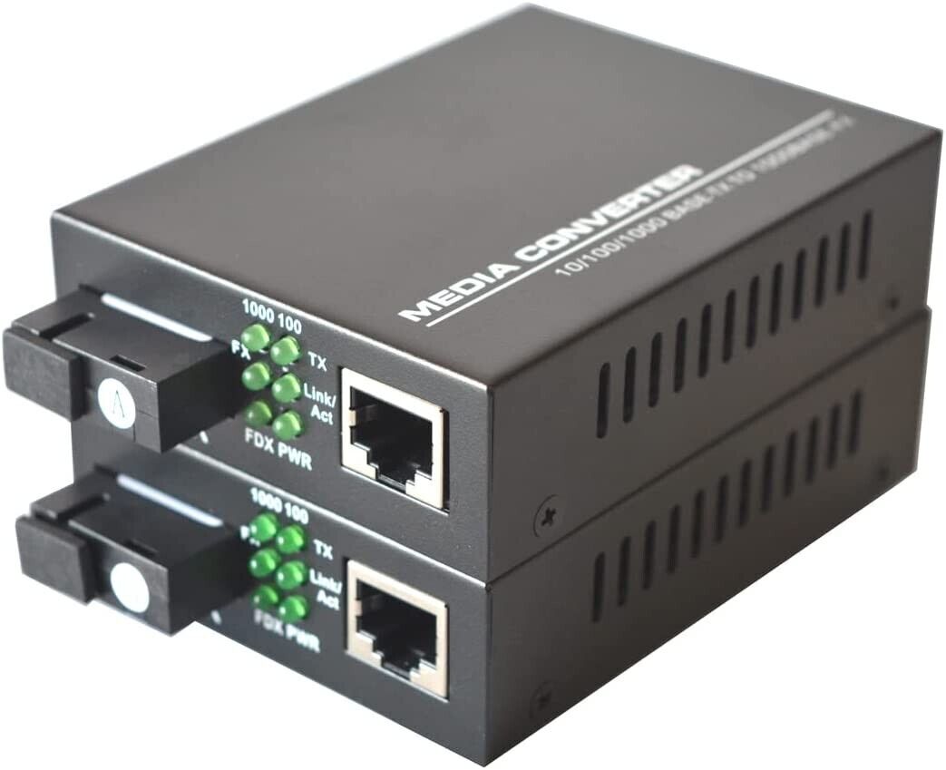 Gigabit Ethernet Fiber Media Converters, A Pair of 10/100/1000M RJ45 to 1000M