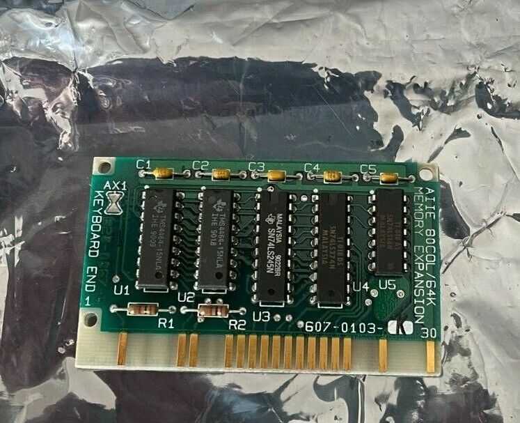 Apple IIe 80 Col / 64K Memory Expansion Card - 607-0103-K - Includes Manuals