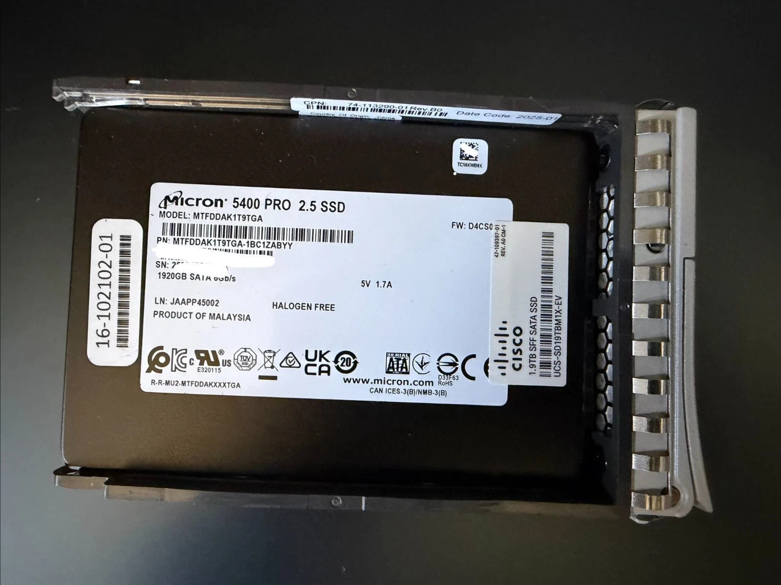 100% health Micron 5400 Pro UCS-SD19TBM1X-EV 1.9TB 2.5\
