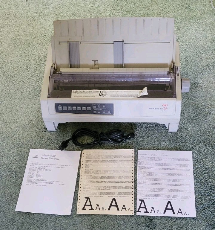Okidata 321 Turbo Dot Matrix Printer w/Tray & Cover, Ribbon *Serial & Parallel