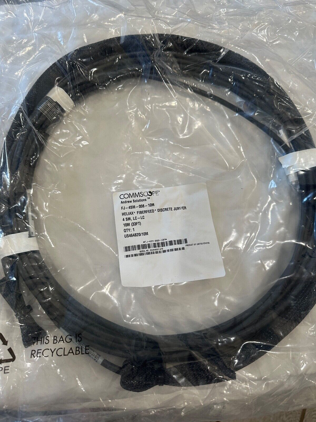 CommScope FJ-4SM-008-10M Single-mode Fiber DLC-DLC 4-Fiber Distribution Cable
