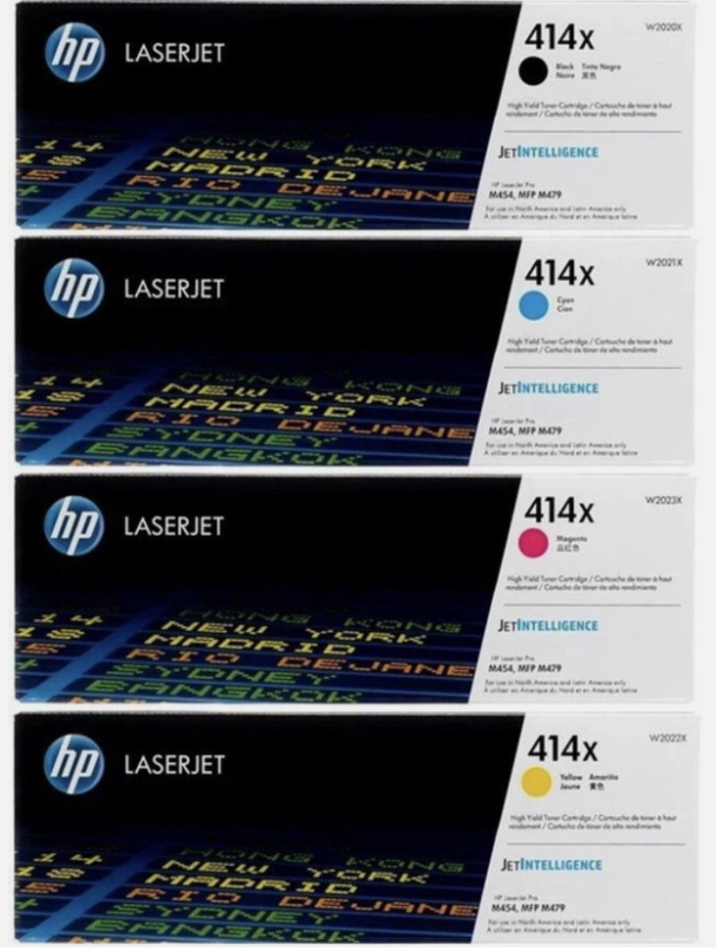 HP 414X High Yield Toner Set W2020X W2021X W2022X W2023X Genuine M454dw M479fdw