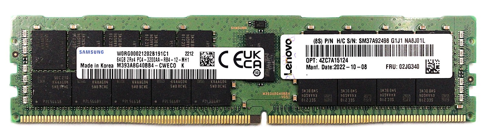 (LOT OF 8) M393A8G40BB4-CWE  SAMSUNG 64GB (1X64GB) 2RX4 PC4-3200A SERVER MEMORY