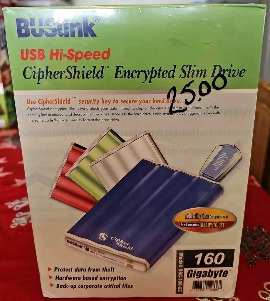Buslink USb Hi Speed Ciphershield Encrpted Slim Drive - 160 Gig