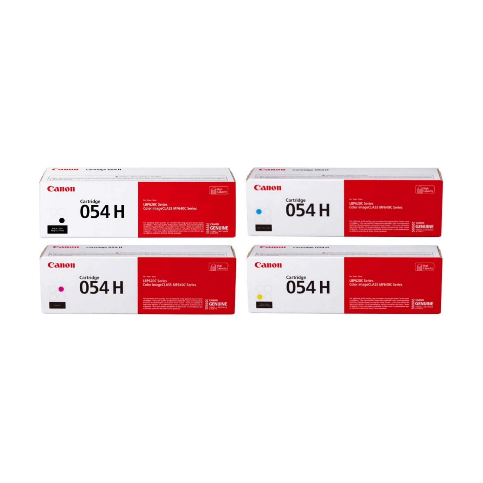 Genuine Canon 054H High Yield Toner Set Black Cyan Magenta Yellow