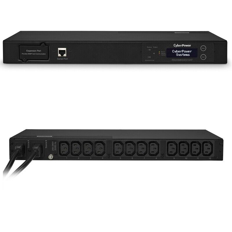 NEW CyberPower PDU15MHVIEC12AT Metered ATS PDU 120V 15A 1U Rackmount 12-Outlets