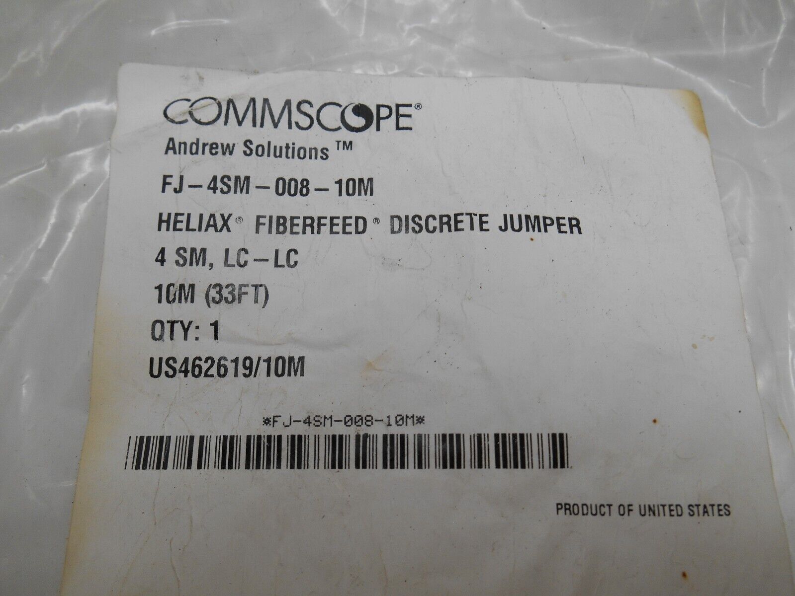 CommScope FJ-4SM-008-10M HELIAX FIBERFEED LC-LC Ruggedized Fiber Cable