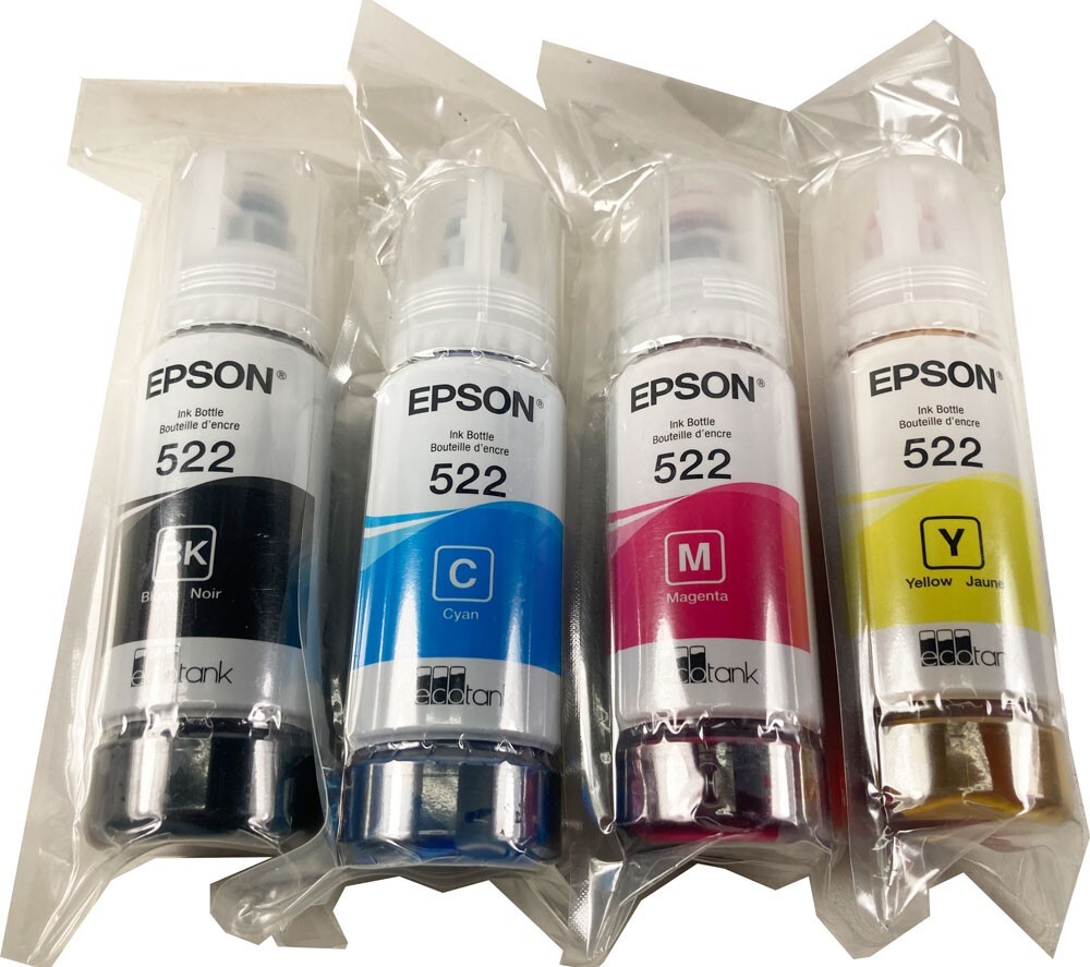 Genuine Epson 522 Ink Bottles 4 Pack for ET-2720 ET-2800 ET-2803 ET-4700 ET-4800