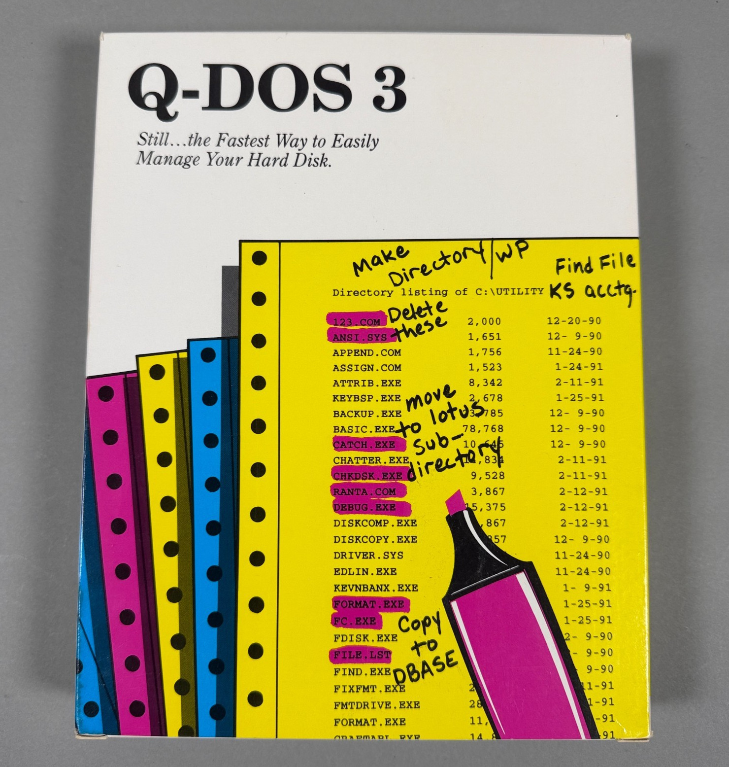 Q-DOS 3 Gazelle Systems DOS File Manager Open Box Sealed Disk Vintage Software