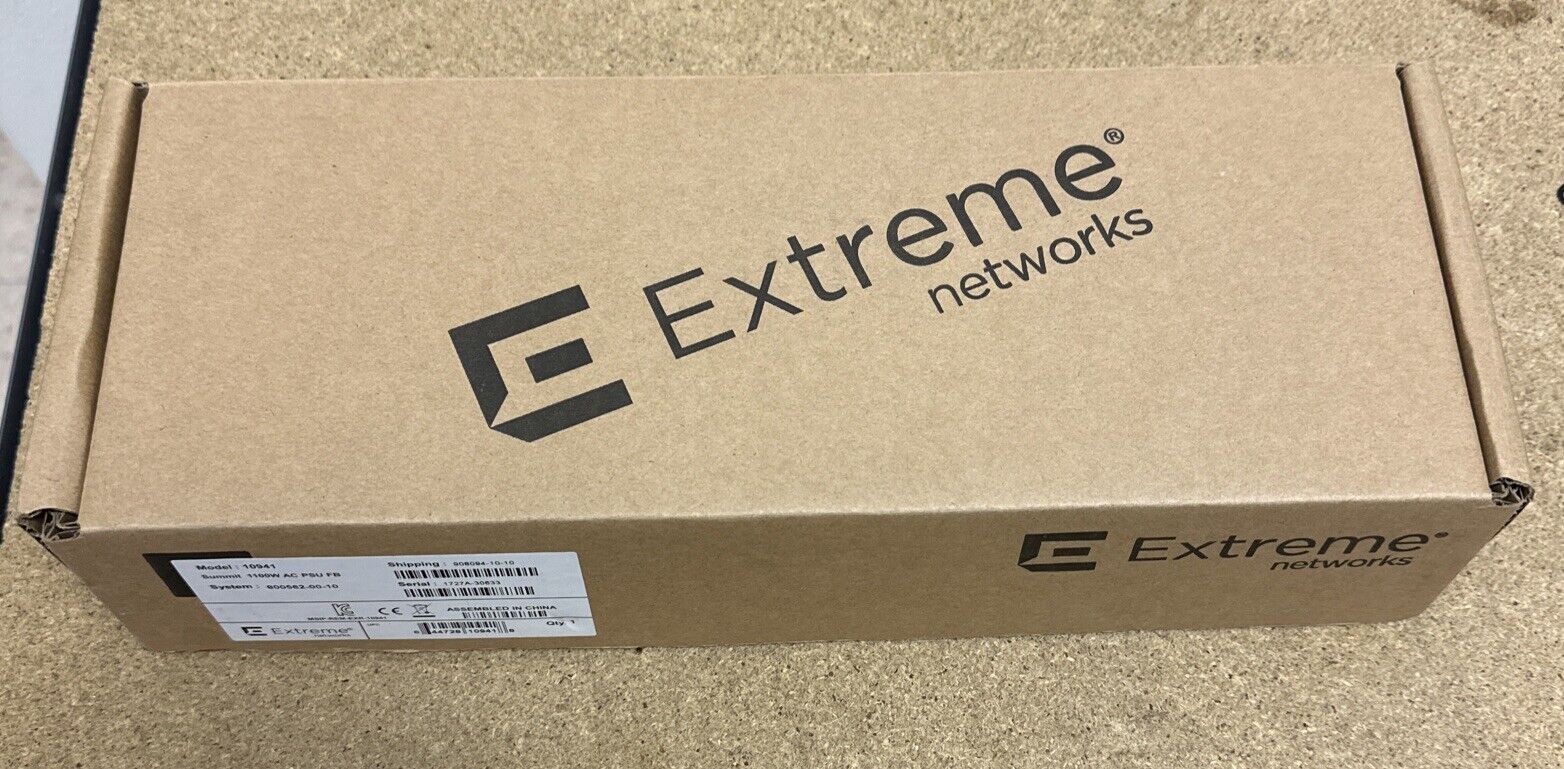 10941 Extreme Networks Redundant AC Power Supply, 1100w, Front-to-Back - New