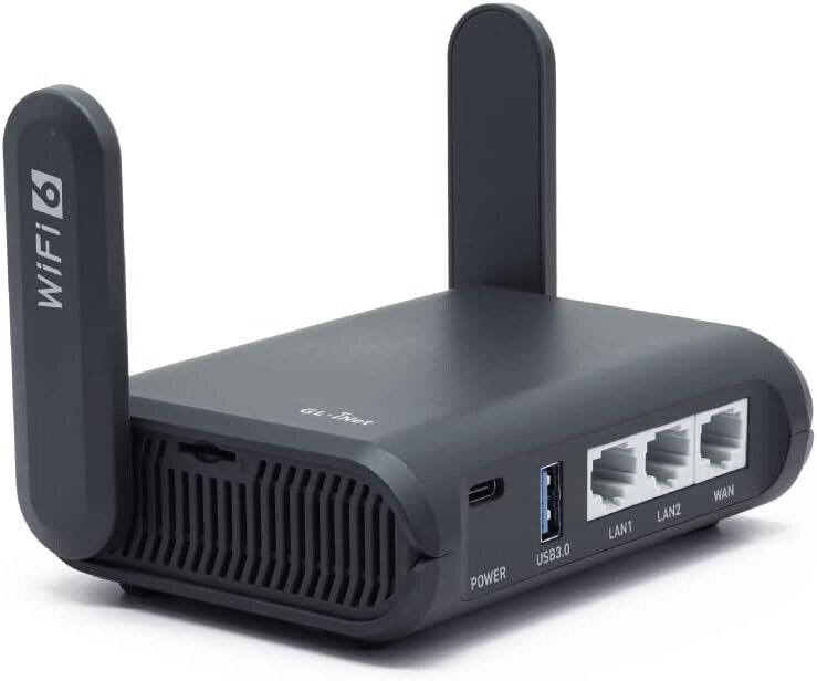 GL-AXT1800 (Slate AX) Pocket-Sized Wi-Fi 6 Gigabit Travel Router, Extender/Re...