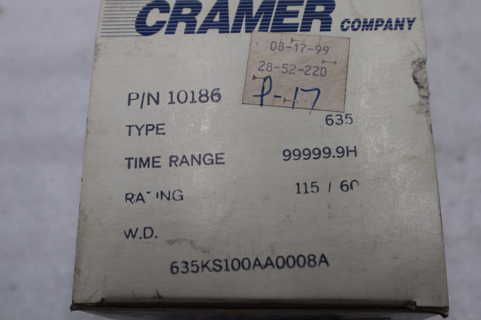 NEW OPEN BOX CRAMER 635K-A 115/60 STOCK K-3583