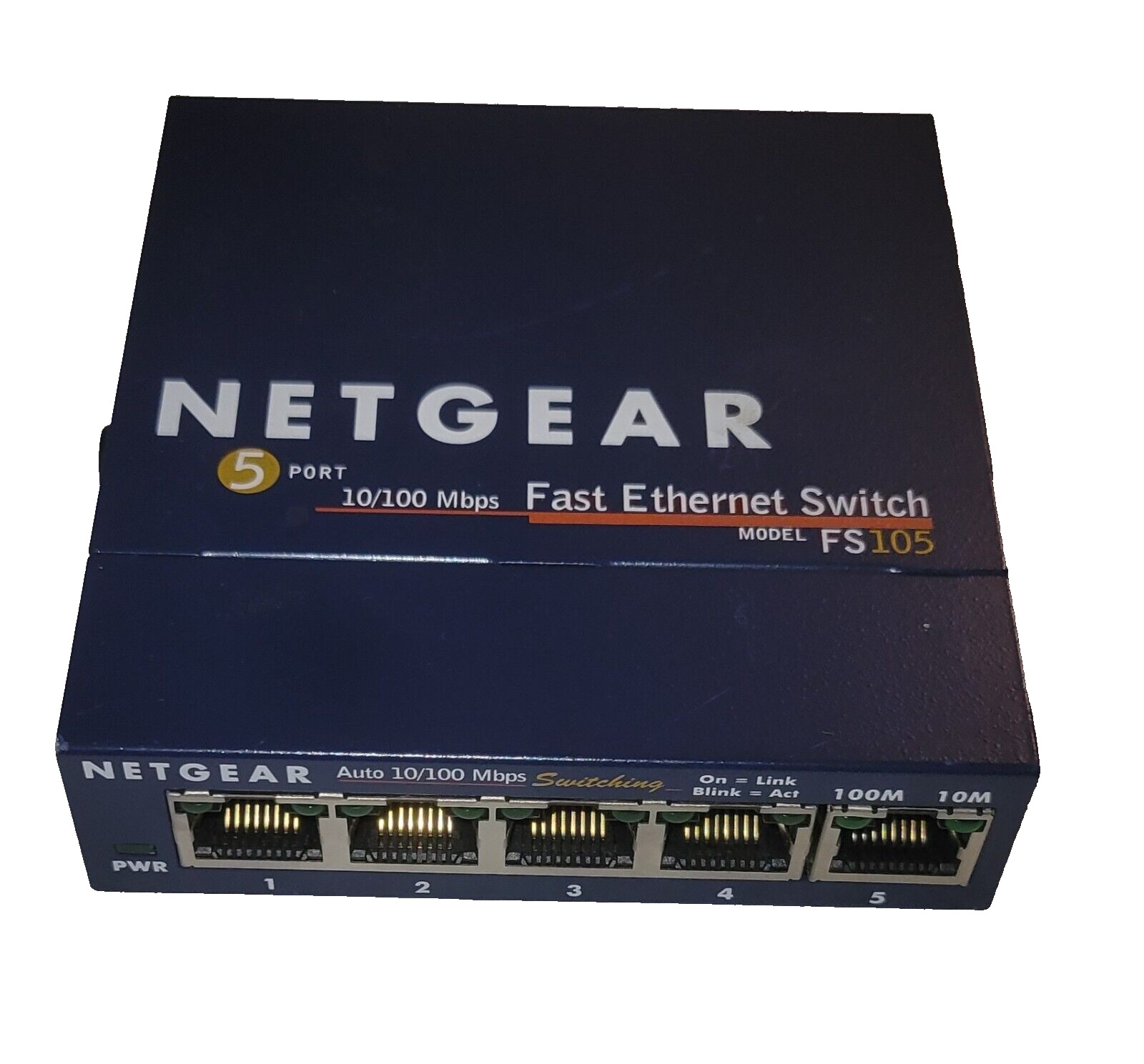 Netgear FS105 v2 Prosafe 5 Port 10/100 Fast Ethernet Switch Only NO AC ADAPTER