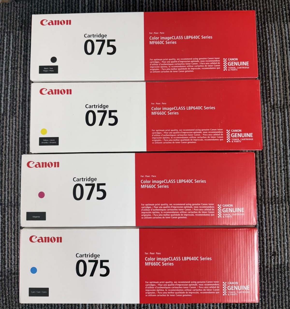 Canon 075 Black/Cyan/Magenta/Yellow Standard Yield 4 pack Cartridge Ink Set