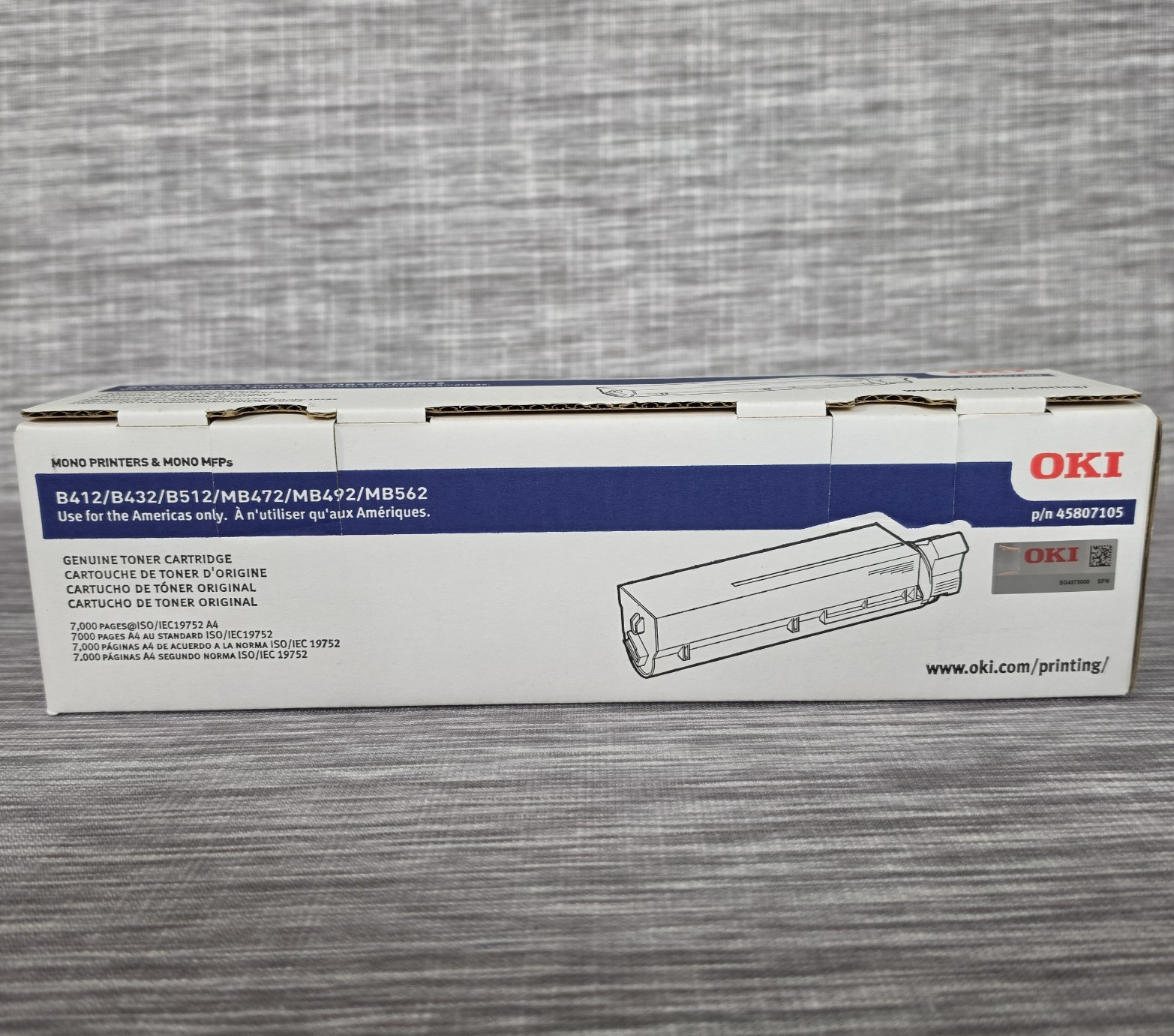 NEW Genuine OKI Toner Cartridge High Yield 7000 Page Sealed OEM 45807105