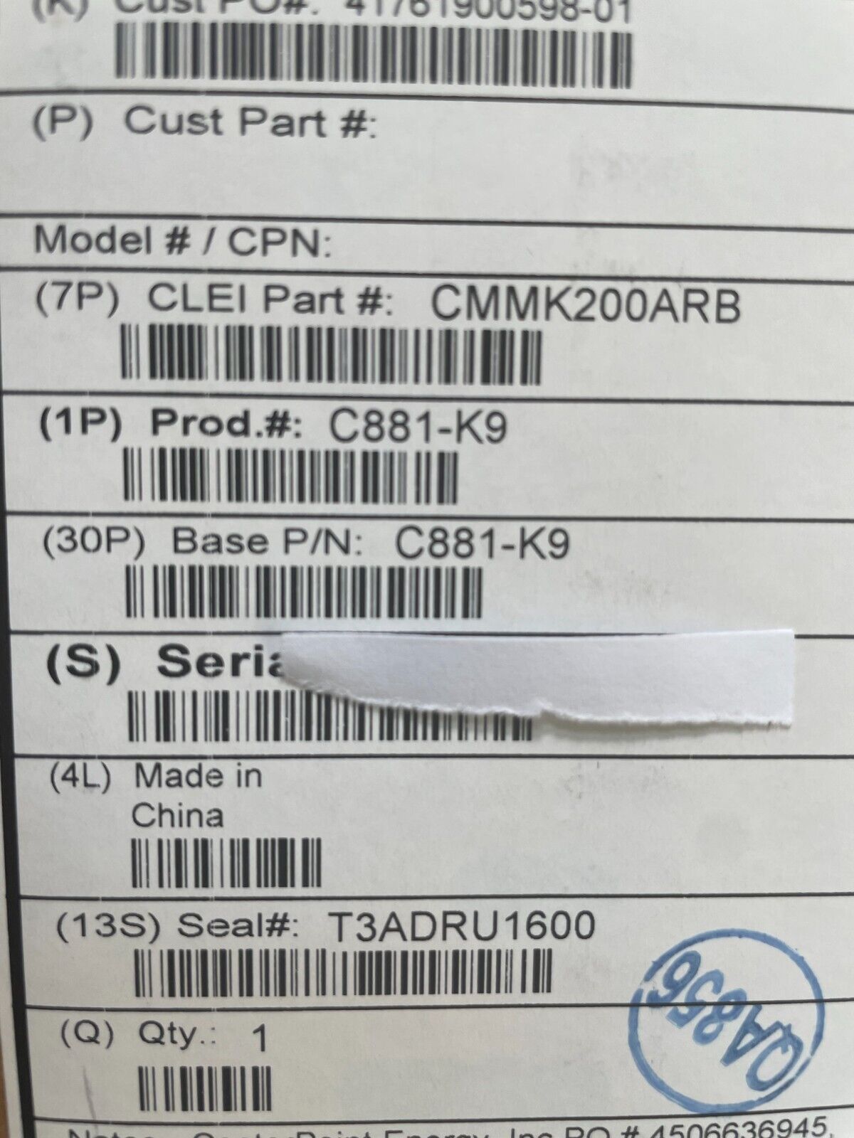 New Cisco 881 C881-K9 Router with 800G2-POE-2 PoE and PWR-66W-AC PWR Supply