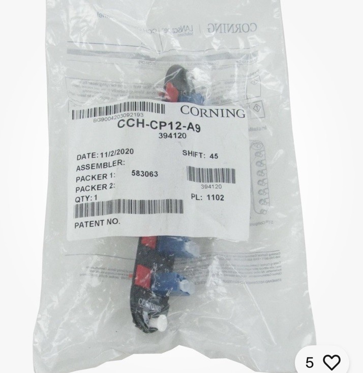 Corning CCH-CP12-A9 Fiber Adapter Panel, 6 LC Duplex OS2 Singlemode ~STSI