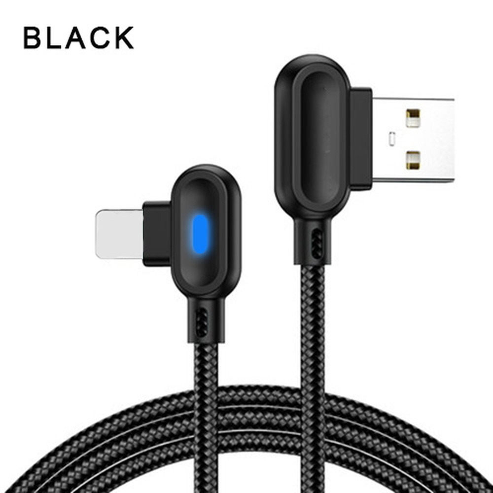 90 Degree 3/6FT USB Fast Charging Cable For iPhone 13 12 11 X 8 7 Charger Cord