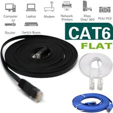 RJ45 CAT6 6FT 10FT 30FT 50FT 100FT 200FT Ethernet Network Cable Cord Flat LOT US picture