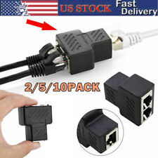 2/5/10X Ethernet Splitter 1-to-2 RJ45 Female Connector Adapter LAN Network Cable picture