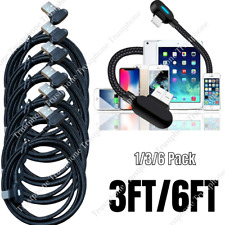 90 Degree USB Data Cable 3/6FT For iPhone 7 8 14 11 12 13 Charger Charging Cord picture
