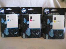 2013 Lot of 3 New HP 11 Ink Cartridges C4836A C4837A C4838A Magenta Cyan Yellow picture