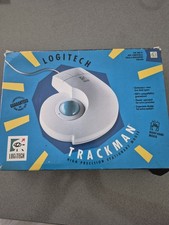 Vintage 1989 Logitech Trackman Stationary Mouse Open Box Complete CIB Retro PC picture