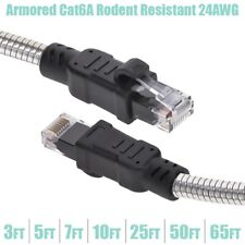 3-65FT Cat6A RJ45 Network Armored Slim Patch Cable Rodent Resistant 24AWG LOT picture