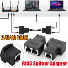 2-10X 1 to 2 Ways Dual Female RJ45 Splitter Adapter LAN Ethernet Cable Connector picture
