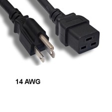 Kentek 6' ft 14 AWG Power Cord NEMA 5-15P to IEC-60320 C19 15A/125V SJT Black picture