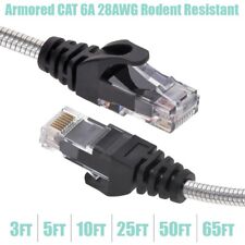 3-65FT Cat6A RJ45 Network Armored Slim Patch Cable Rodent Resistant 28AWG LOT picture