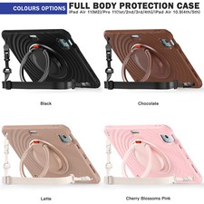 For iPad Air 11-inch M2 2024 w/Swivel Hanging Ring Handle Grip Kickstand Cover picture