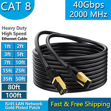 Cat 8 Ethernet RJ45 LAN Cable Super Speed 40Gbps Patch Network Gold Plated lot picture
