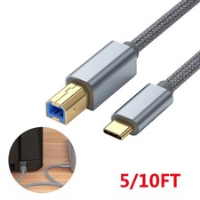 USB B to USB C Printer Cable Type C Cord for Digital Piano MIDI 5FT/10FT picture