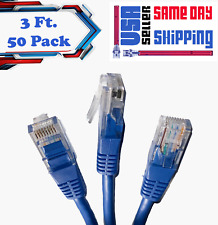 50 Pcs 3 FT CAT6 550 MHz UTP Ethernet Network Patch Cable Blue picture