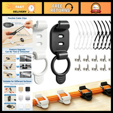 10 Sets Adjustable Cable Management Clips, Self-Adhesive Cord Organizers, Reusab picture
