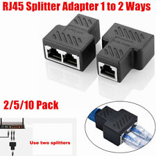 2-10X RJ45 Splitter Adapter 1to2 Ways Dual Female Port CAT5-7 LAN Ethernet Cable picture